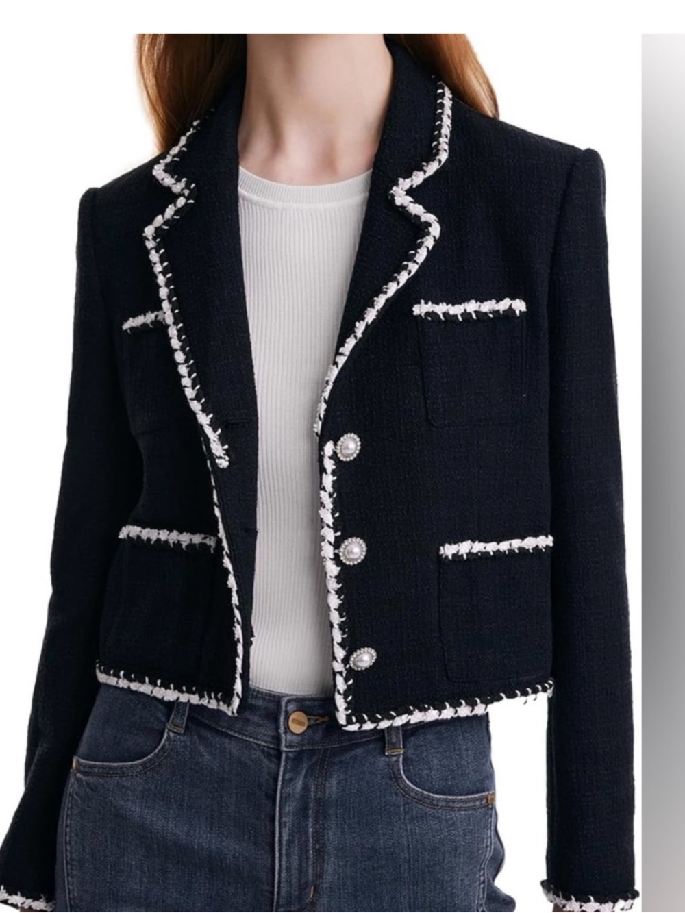 Goelia Tweed Blazer Cropped black size 6